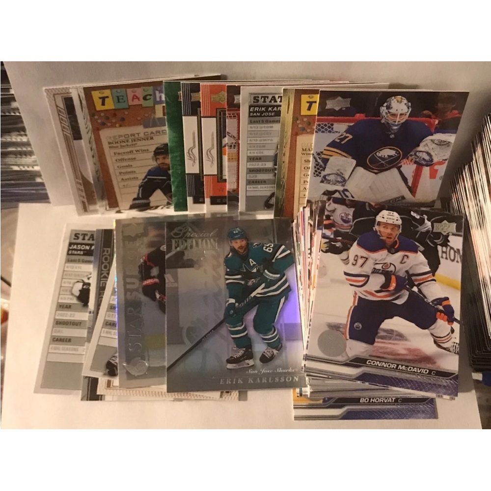 2023-24 upper deck series 1 NHL lot of 70. Connor mcdavid inserts and stars.